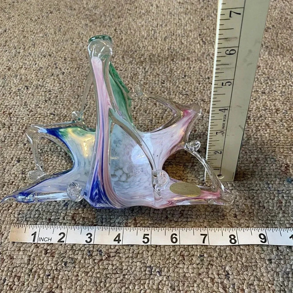 VTG Murano Glassware By Crystal Clear Basket Handblown Art Glass Sculpture ITALY - Picture 2 of 8